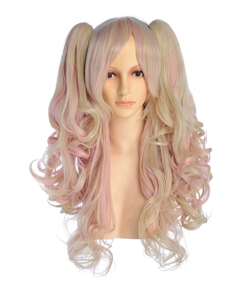 Brith Long Blonde Pink Ponytail Wig Cosplay, Grey Cosplay Wig | P4