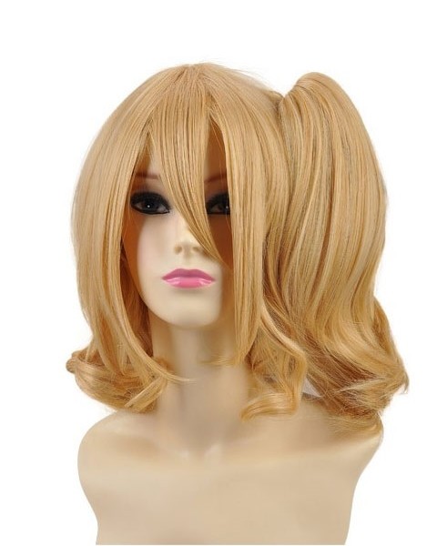Lackus Short Gold Blonde Ponytail Wig Cosplay, Green Cosplay Wigs | P4
