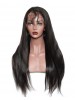 250% Density Lace Front Human Hair Wigs Silky Straight Non-remy Hair Natural Black Color Medium Cap Size