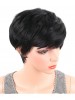 Short Straight Synthetic Wigs Pixie Cut Natural Hair Wig With Bangs For Black Women