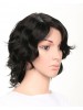 Synthetic Short Wigs for Women Black Curl Hair With Side Bangs Hairstyle