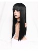 Long silky Straight Black Wigs With Bangs African American Synthetic Wig Heat Resistant Afro full hair