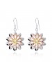 925 Silver Fashionable Lovely Sunflower Rose Gold Earrings