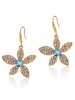 Fashionable Sparkle Five Leaves Flower Crystal Earrings