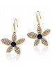 Fashionable Sparkle Five Leaves Flower Crystal Earrings