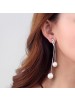 Fashionable Long Tassels Double Pearls Earrings