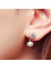 925 Sterling Silver Natural Pearl Moonlight Zircon Earrings
