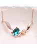 Elegant Fox Shape Blue Crystal Collar Bone Necklace
