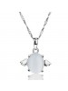 925 Sterling Silver Opal Angel Egg Short Collar Bone Necklace