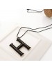 204 New All-Match Double Colored H Letter Long Necklace