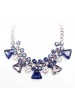 204 New Wind Blue Crystal Short Collar Bone Necklace