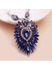 Pearl Dark Blue Crystal Flower Short Collar Bone Necklace