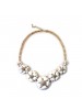 New Freshness Beauty White Flower Sparkle Diamond Short Necklace