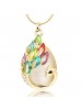 Colorful Plumage Opal Short Collar Bone Necklace For Women