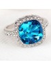 Fashionable Sapphire Micro Zircon Inlaid Crystal Ring For Women