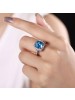Fashionable Sapphire Micro Zircon Inlaid Crystal Ring For Women