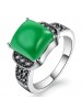 Retro Emerald Agate Micro Black Zircon Inlaid Ring