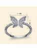 925 Sterling Silver Fashionable Butterfly Shape Little Finger Ring For Women