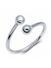 925 Sterling Silver Circle Bead Adjustable Opening Ring For Women