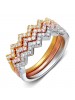 925 Sterling Silver Tri-colors Rose Gold Wavy Zircon Ring