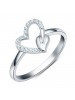 925 Sterling Silver Mirco Diamond Inlaid love Peach Heart Ring

