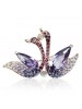 European And American Purple Upscale Delicate Purple Swan Pendant Diamond Brooch