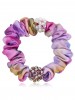 Beautiful Rainbow Colored Printing Crystal Headdress Flower Scrunchies