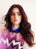Marvelous Lily Collins Wavy Lace Front Synthetic Long Wig