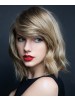 Taylor Swift Short Capless Blonde Wavy Human Hair Wig