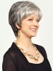 Short Capless Straight gray Synthetic Hair Wig
