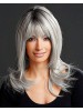 Capless Long Straight gray Synthetic Hair Wig