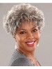 Capless Short Curly gray Synthetic Hair Wig