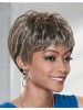 Capless Short gray Straight Synthetic Hair Wig