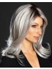 Lace Front Straight Long gray Synthetic Hair Wig