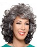 Capless Wavy gray Medium Synthetic Hair Wig