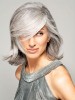 Full Lace Wavy gray Medium Synthetic Hair Wig