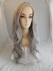 Lace Front Long Wavy gray Synthetic Hair Wig