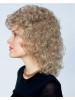 Capless Medium Curly Grey Synthetic Hair Wig