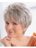 Women Lady Wig Short Straight Silver Grey Synthetic Hair Wigs