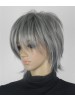 Excellent Grey Short Straight Anime Synthetic Wig