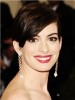 Anne Hathaway Short Lace Front Straight Black Human Wigs