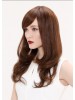 Sleek Brown Wavy Remy Human Hair Long Capless Wig