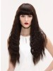 Brown Curly Remy Human Hair Long Capless Wig