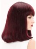 Sleek Auburn Remy Human Hair Medium Capless Lob Wig
