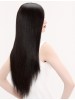 Sleek Black Straight Remy Human Hair Long Lace Front Wig