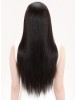 Sleek Black Straight Remy Human Hair Long Lace Front Wig