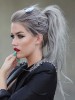 Messy and Teased Gray Ponytails