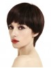 Capless Short Brown Straight Remy Human Hair Wig