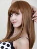 Long Straight Remy Human Hair Wig with Bangs