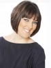 Angled Brunette Bob Wig With Bangs 